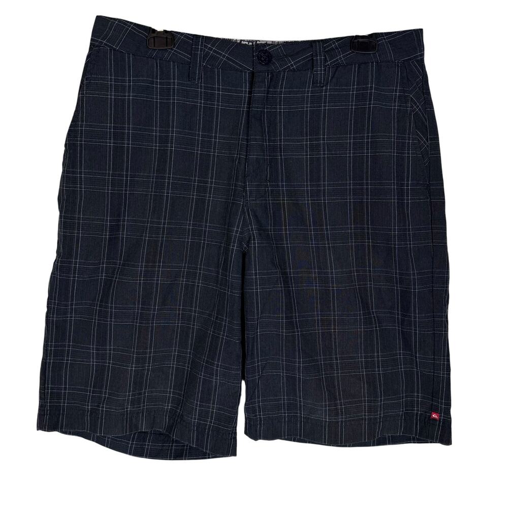 Quiksilver Shorts Men 38 Black Windowpane High-Rise Slash Pocket Classic Zip Fly